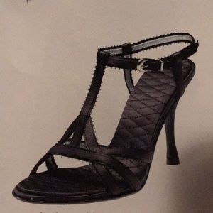 Black satin summer sandals
